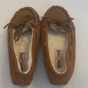 Minnetonka Tan Suede Moccasins